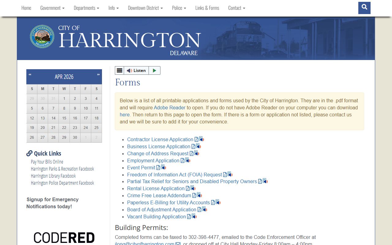 Harrington forms Phone Directory repository page