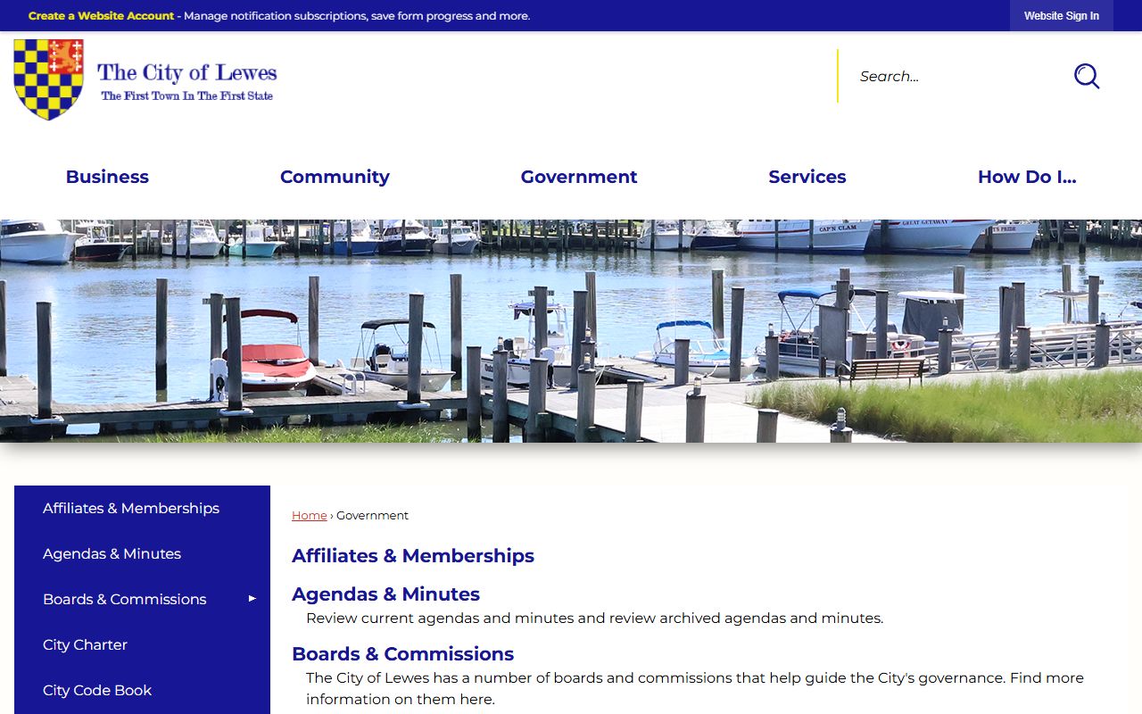 Lewes Phone Directory government hub page