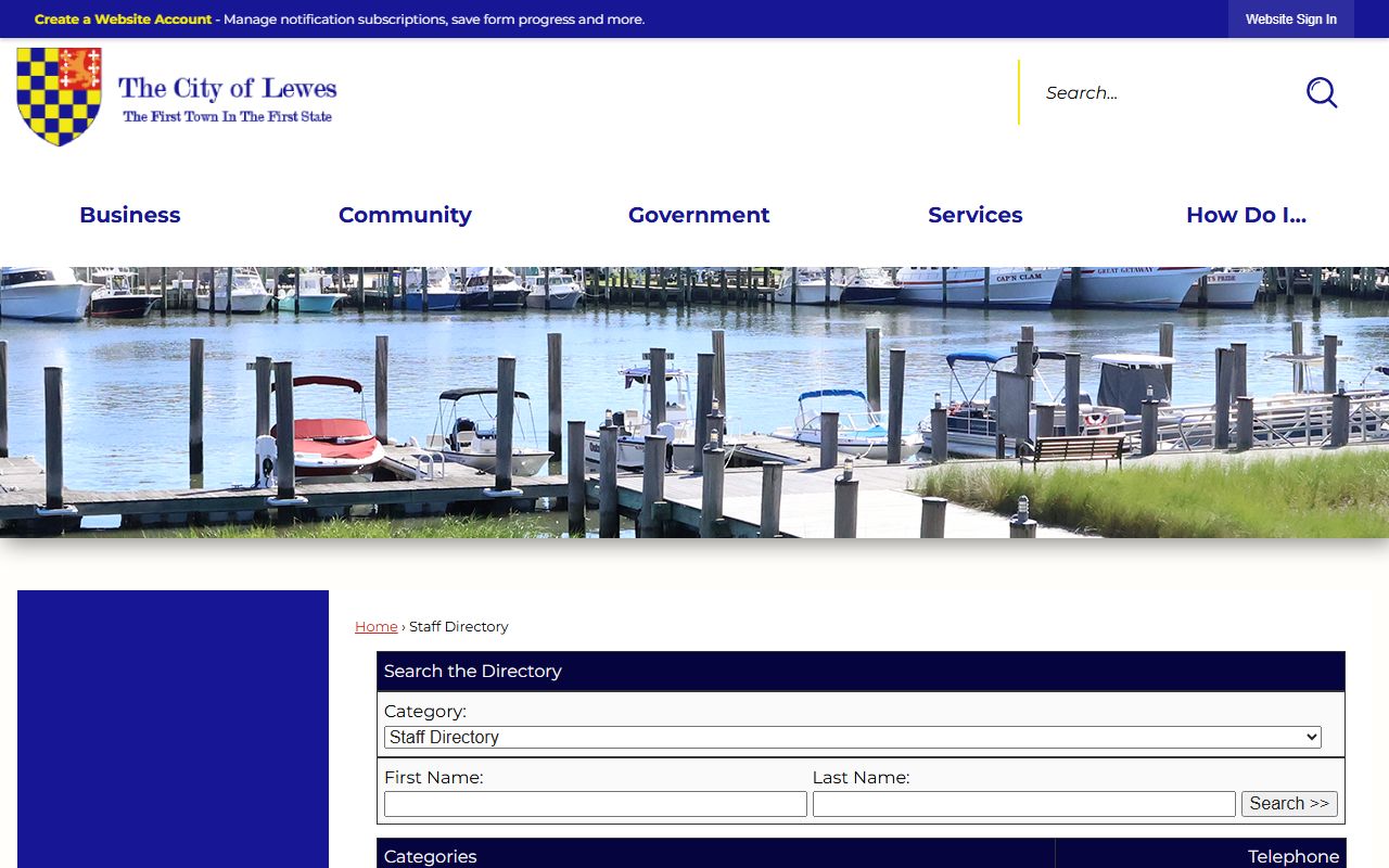 Lewes Phone Directory staff listing page