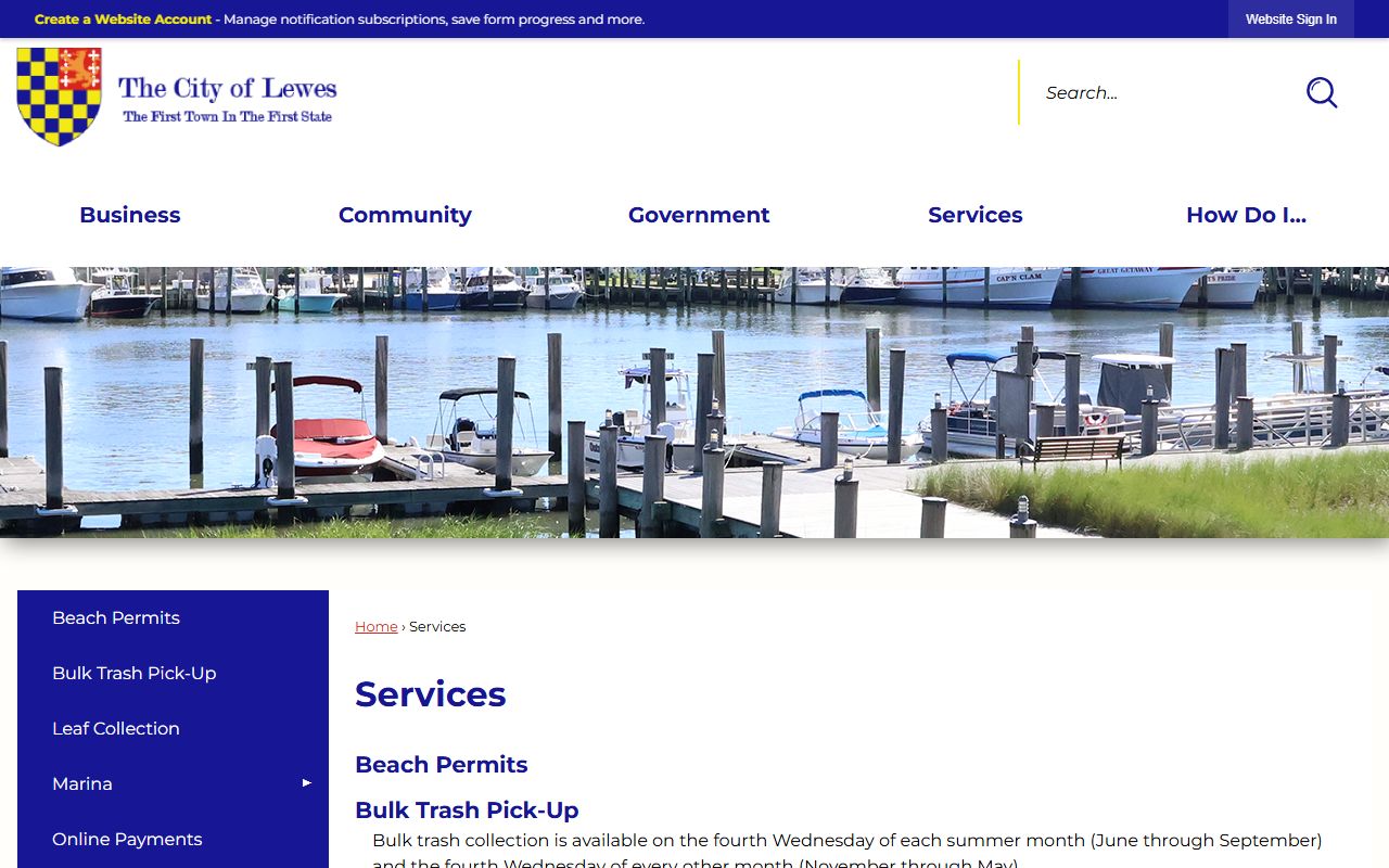 Lewes Phone Directory city services page