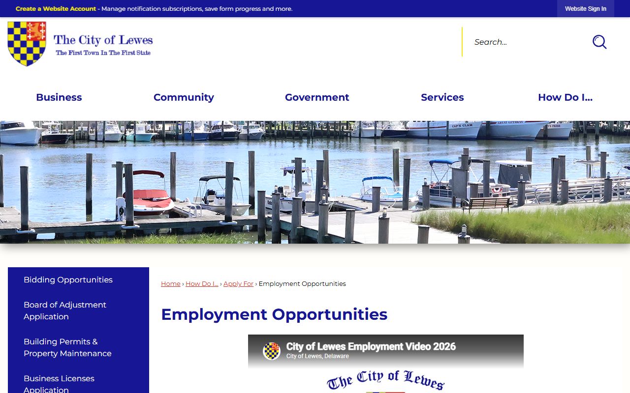 Lewes Phone Directory employment opportunities page