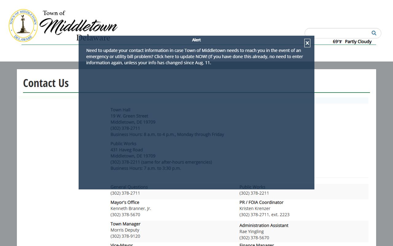 Middletown staff directory and contacts Phone Directory page