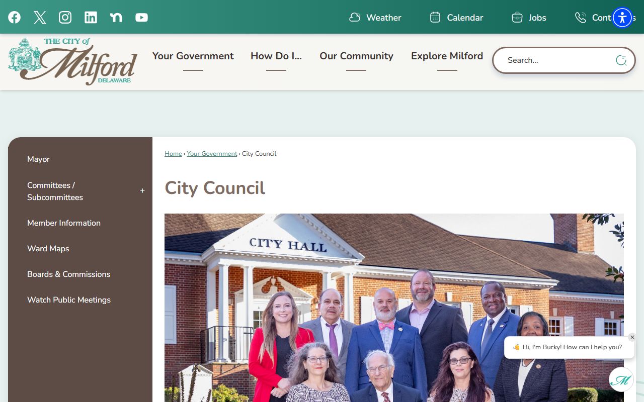 Milford City Council Phone Directory page