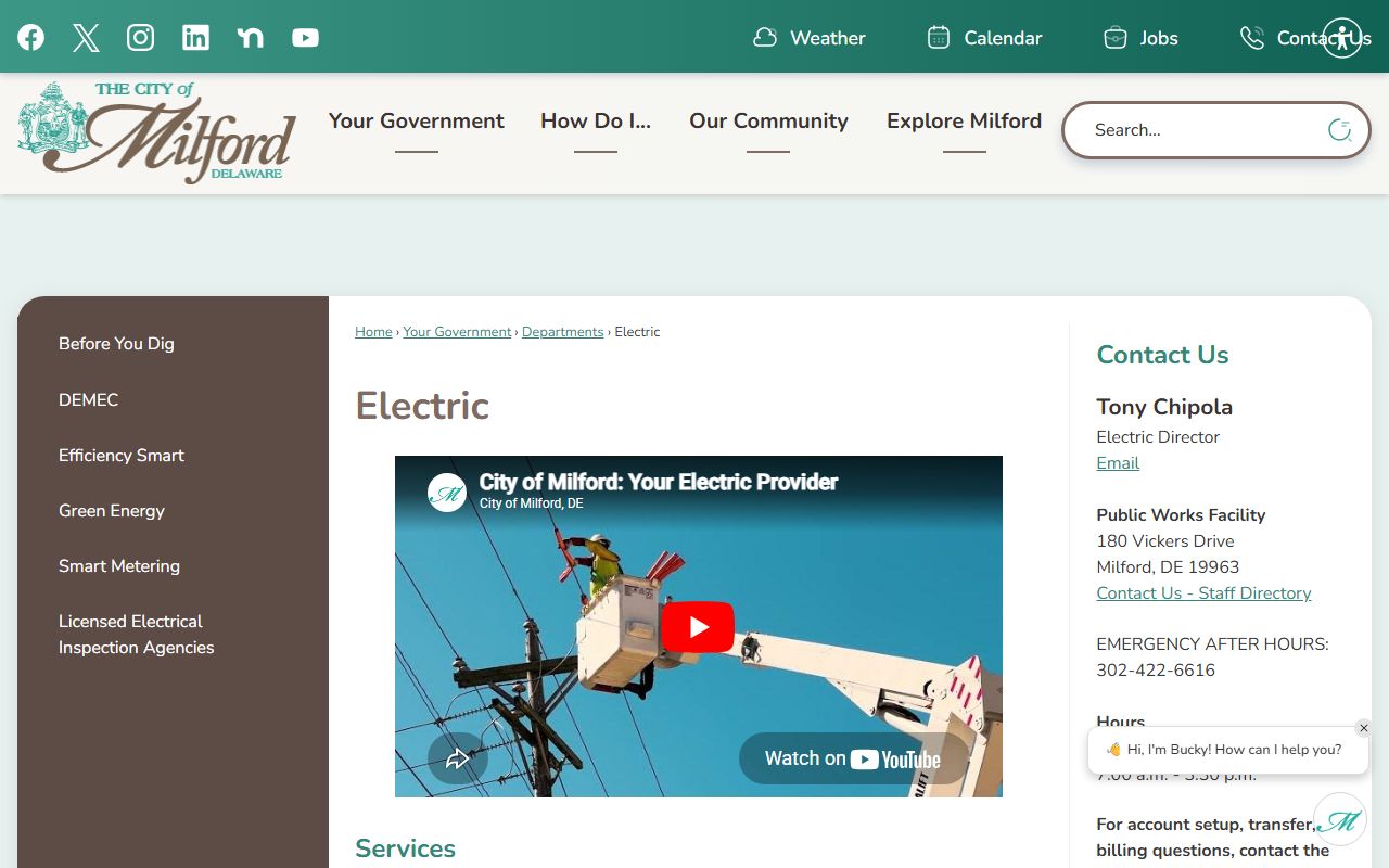 Milford Electric Division Phone Directory page