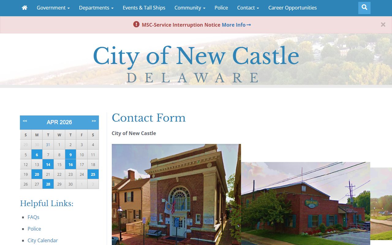 New Castle City contact form Phone Directory page