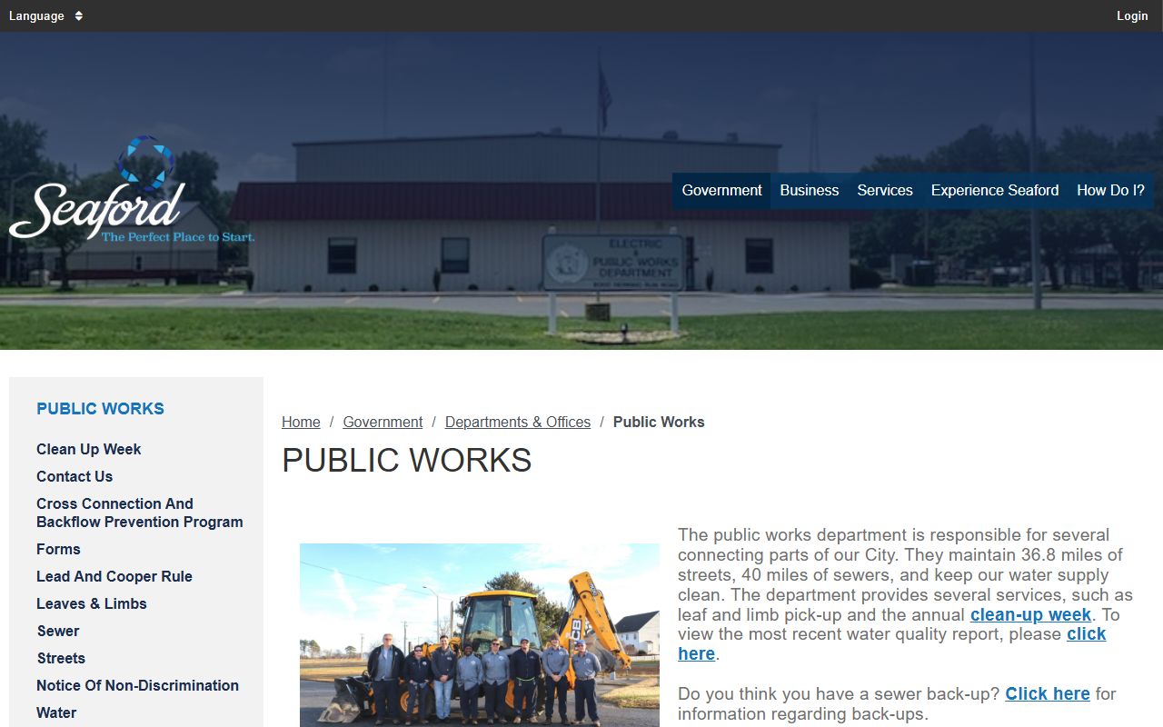 Seaford Public Works Phone Directory page
