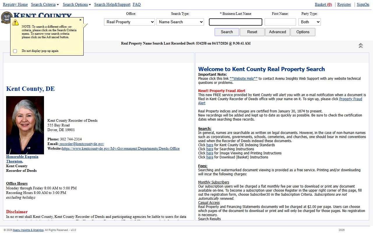 Kent County Real Property Search Phone Directory tool