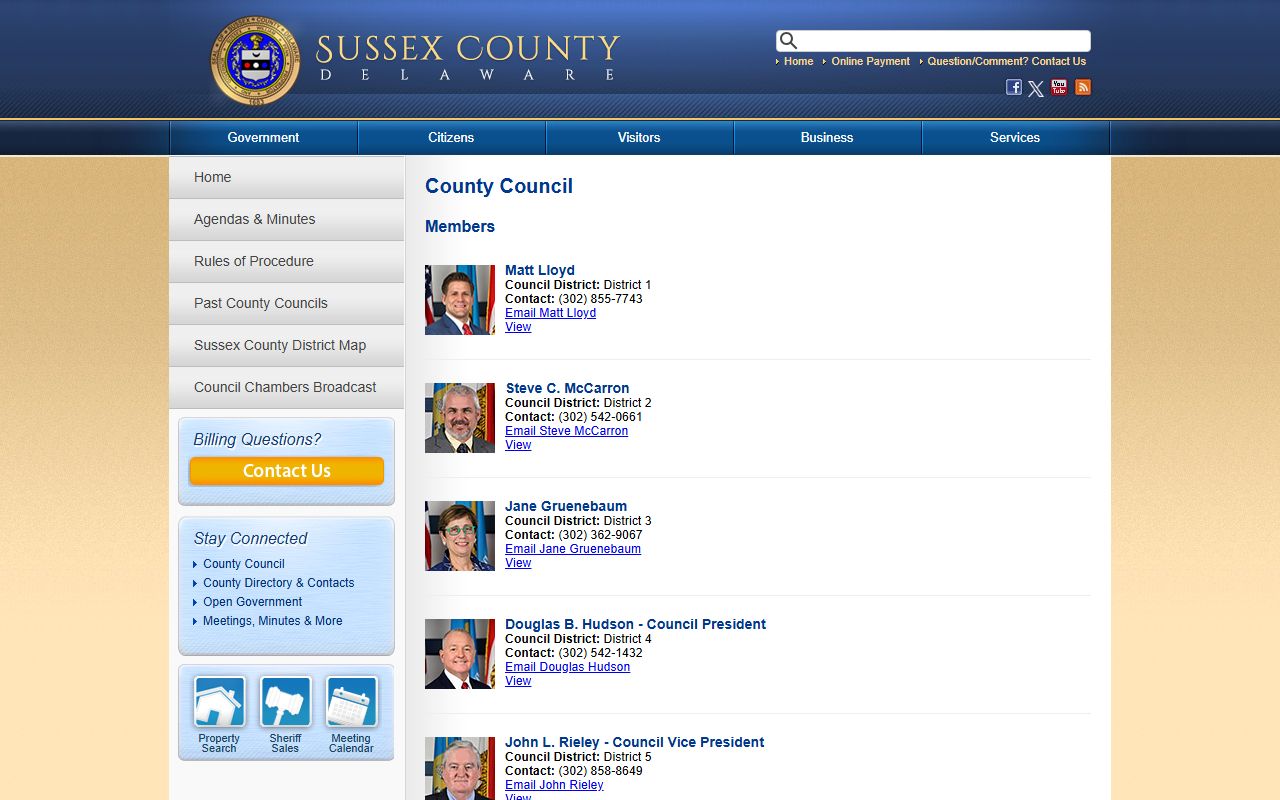 Sussex County Council Phone Directory page